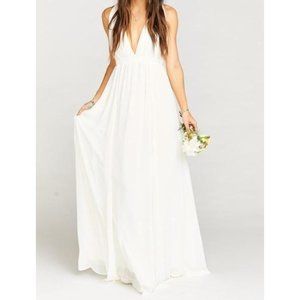 Show Me Your Mumu white plunging Ava maxi dress XS